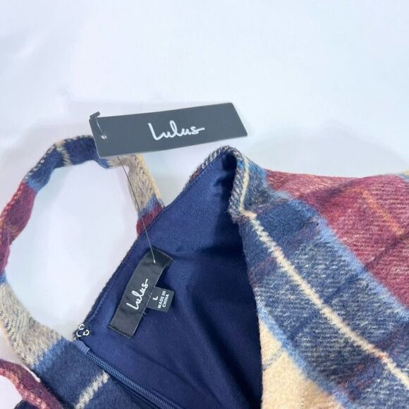 Lulus Romper Dress Women Large Grais Plaid Sleeveless Skort NWT Mod Hippie fall - Picture 5 of 15